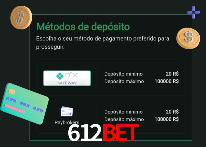 O cassino 612bet oferece uma grande variedade de métodos de pagamento